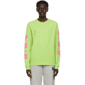 Awake NY Block Out Logo Long Sleeve T-Shirt Size M Mens Green $70